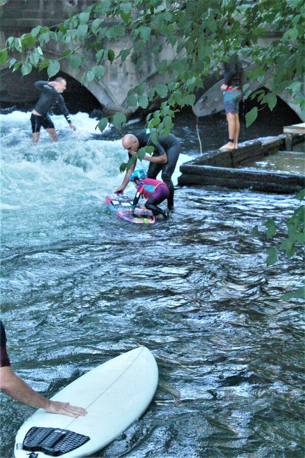 surfing in the river